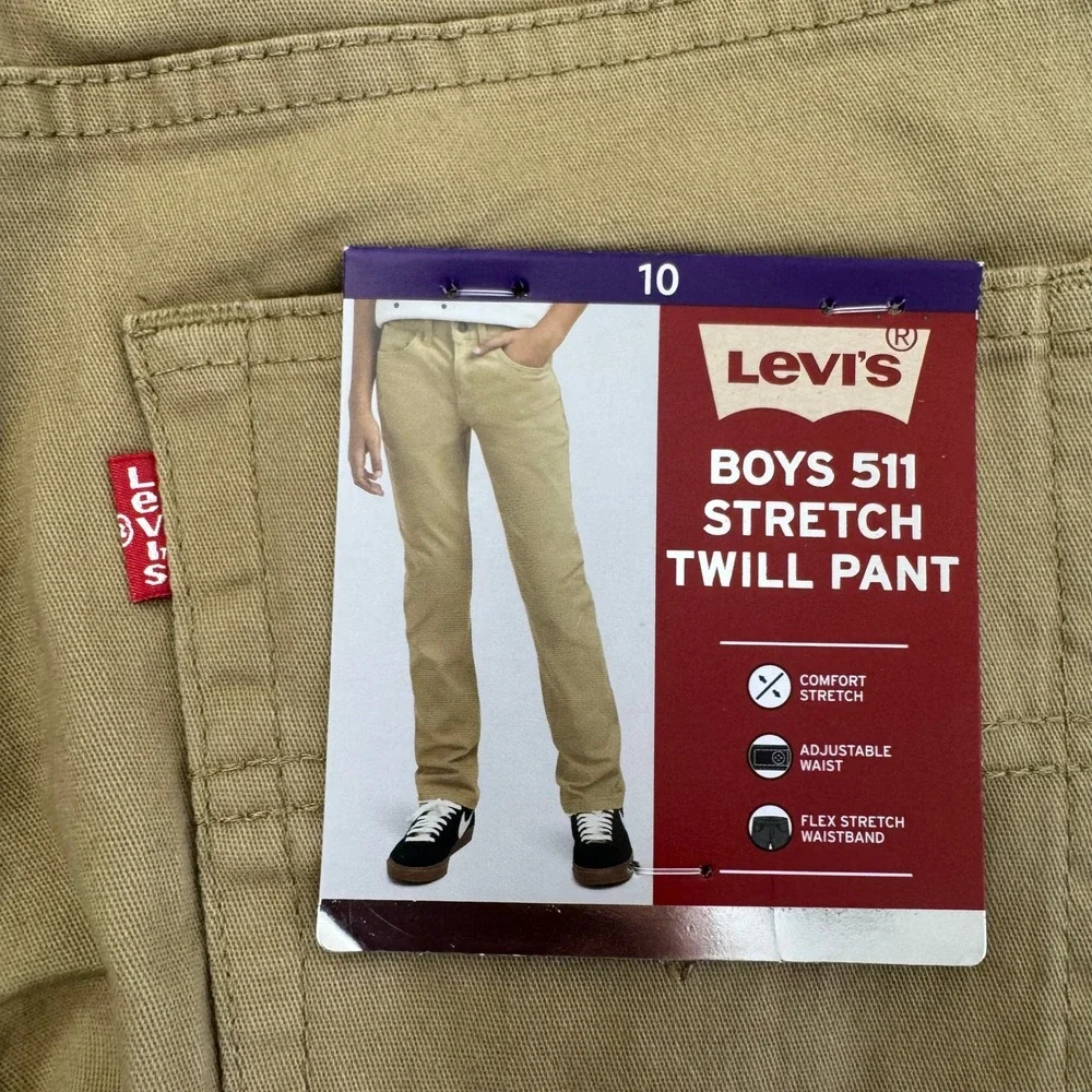 Levis Boys‎ 511 Slim Fit Adjustable Stretch Twill Pants Harvest Gold Tan Size 10
